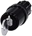 Siemens 3SU10005BL310AA0 Key-Operated Switch Ces, I-O-II, Plastic, IP66, IP67, IP69K Protection Rating, Black Plastic, 22mm, Silver