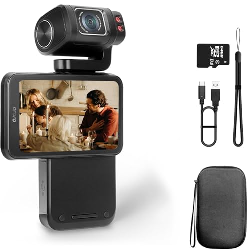 ORDRO Caméscope de Poche M3 avec écran Tactile Rotatif 3.5'' et Vidéo 5K/30fps, 3250mAh Longue Endurance, Vision Nocturne, Time-Lapse, Petite Caméra Vidéo pour la...