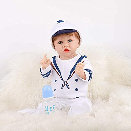 MWKL Reborn Baby 58cm Nette Reborn Puppe Simulationspuppe Vollsilikon Körper Wiedergeburtspuppe 22 Zoll Lebensechte… – Bild 7