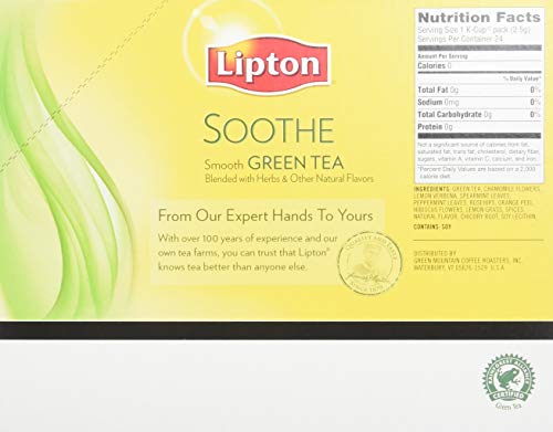 Lipton Green Tea K-Cup Portion Pack For Keurig Brewers, Soothe Smooth, 24 Count #TOP2