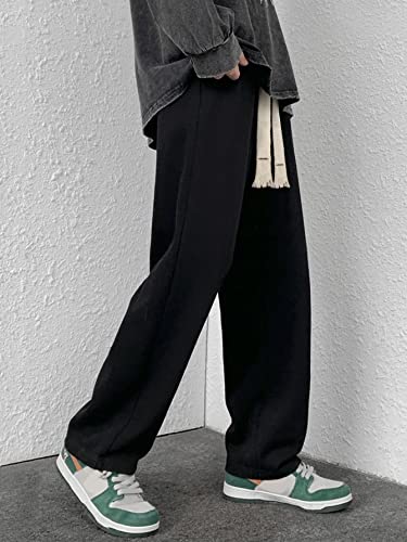 Image of KOTTY Men's Solid Wide Leg Relaxed Fit Drawstring Waist|Casual Joggers for Streetwear & Gym