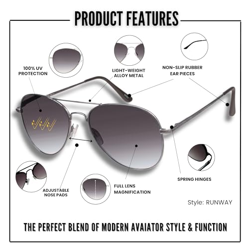 Image of proSPORT Reading Sunglass Tinted FULL LENS Sun Reader Glasses Aviator Large Men Women NOT BIFOCAL