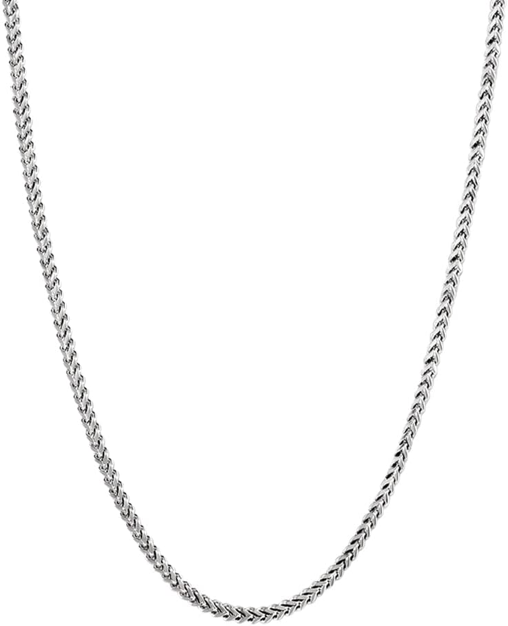 Savlano 925 Sterling Silver Rhodium Plated Solid 2.5MM Franco Square Box Chain Necklace for Women & Men-Made In Italy Comes with a Gift Box