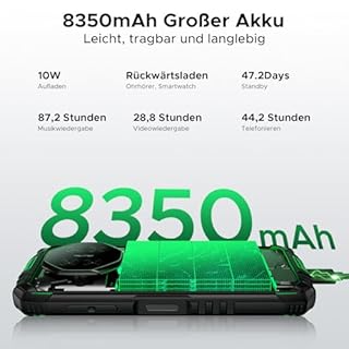 DOOGEE Fire 3 Outdoor Handy Android 15, Octa-Core Prozessor 8350mAh, 12GB+64GB/2TB TF Outdoor Smartphone Ohne Vertrag, 5.5" IPS HD+ Baustellenhandy, 13MP AI Kamera, Widevine L1/4G Dual SIM/Face ID/NFC