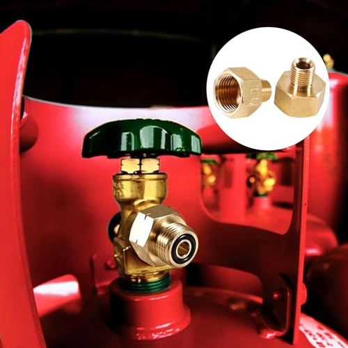Amazleer 2 Stück Messing Gasadapter, 1/2 IG Rechts auf 1/4 AG Links, für Gaskocher, Campingkocher, Hockerkocher, Gasherd, LPG Zubehör
