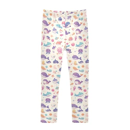 Sea Animals and Ocean Creatures Kids Girl's Legging Soft High Waisted Dance Pants Gym