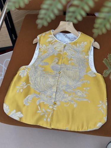 Chaleco estilo chino de mujer reversible con cuello redondo 6