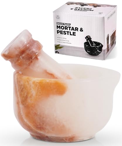 SPESHSTONES Small Marble Mortar and Pestle Set, 3'' Mini Spice Grinder