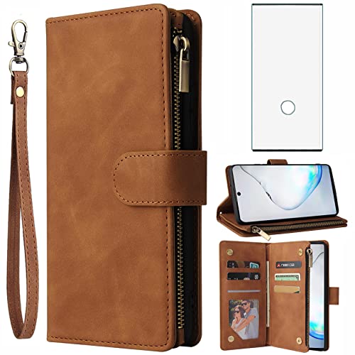 Étui Samsung Note 10 marron pour ranger vos cartes et protéger l'écran des rayures