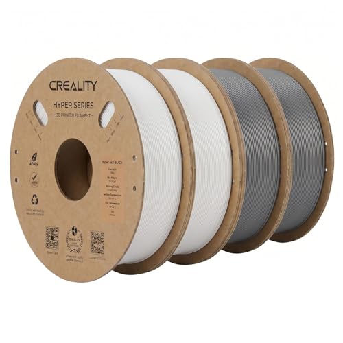 Image of Creality ABS Filament 1.75mm 1KG, High-Speed 3D Printer ABS Filament Up to 350mm /s,Odorless Non-Toxic and Without Stringing or Clogging, Fit Most FDM 3D Printers, White*2+Grey*2