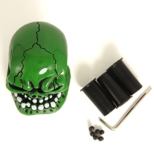 Erosto Skull Style Shift Knob,Manual Gear Shift Knob Shifter With 3 Adapters Universal Fit For Manual Car (Green) #TOP2