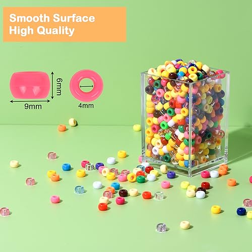 image for Simetufy 4200 Pcs Pony Beads Plastic Beads for Bracelets Making, Multi