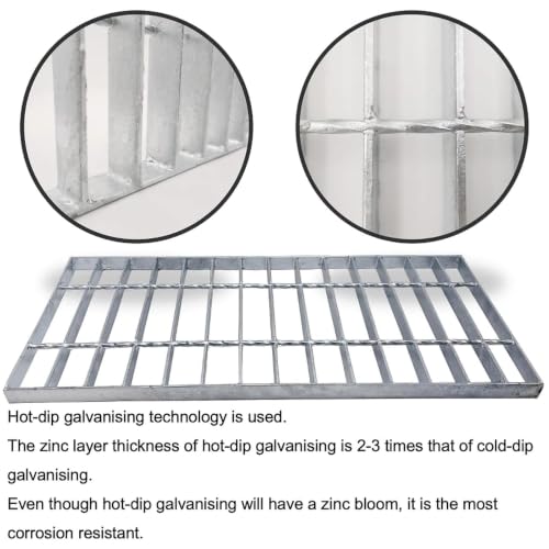Image of Galvanized Steel Drain Grate, Driveway Channel Cover 20x8 in