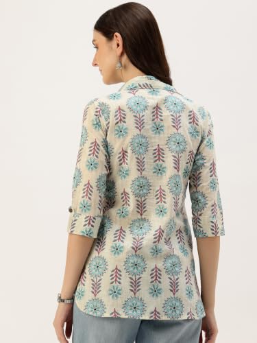 Image of feranoid Classic Collared Cotton Shirt with 3 /4 Sleeve for a Timeless Casual Look