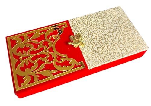 Image of SHAKTISM Decorative Cash Box, Shagun, Jewellery Money Envelop Wedding, Gift, Bangel Box (Pack of 1Pc) (Red) - MDF, Chanderi Fabric