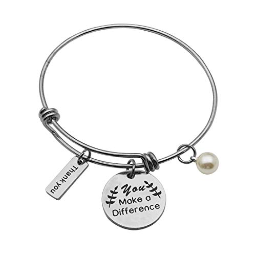 Beeshion Thank You Gifts You Make a Difference Bracelet Stainless Steel Charm Volunteer Appreciation Jewelry Gift for Employee/Mentor/Doctor
