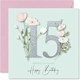 Tarjetas de cumpleaños para niñas de 15 años, 145 mm