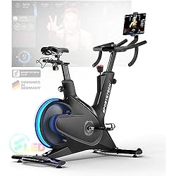 Bicicleta Spinning Sportstech Sx200 Sportstech - sBike Lite Bicicleta Estatica con Luces, Inteligente Bici Estatica con Manillar Multifunción, Bicicletas Estaticas con Soporte de Pantalla Giratorio, Compatible con App Bicicleta Estática