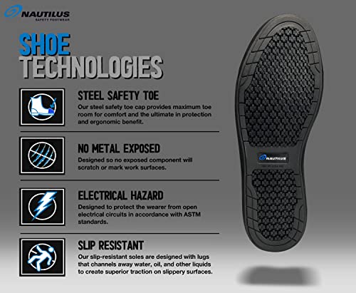 Image of Nautilus Westside Casual Work Shoe by FSI: Oil and Slip Resistant, Steel Safety Toe, Premium Leather Upper, N1420-Black