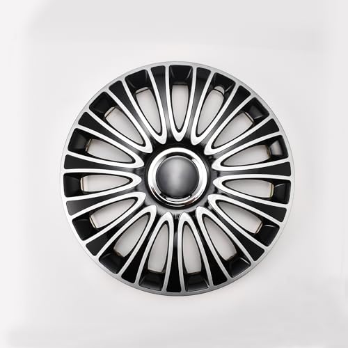 Image of Silver Black Hubcap Wheel Cover Replacement Kit 14 inch Hub Caps Wheel Rim Cover Car Exterior Accessories Pack of 4, 14 Inches