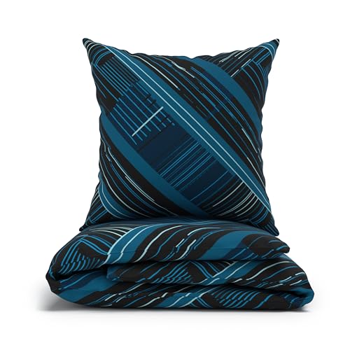 LARAWELL Bettwäsche 135x200 Baumwolle ganzjahres Bettwäsche-Sets blau...