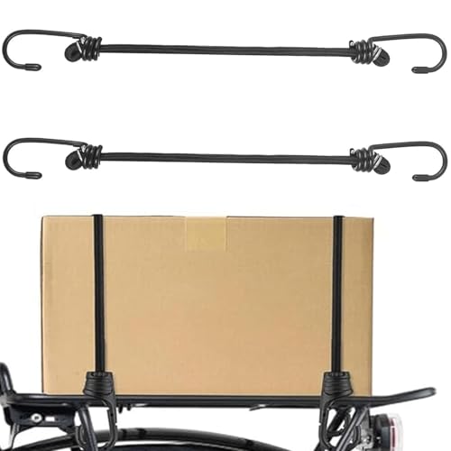 2 Pcs Black Bungee Cords,Elastic Bungee Cords, bungee cords with hooks Black Bungee Straps Heavy Duty Bungee Ropes with Hooks for Caravan RVs Trunks Luggage Racks Tie Downs Locking