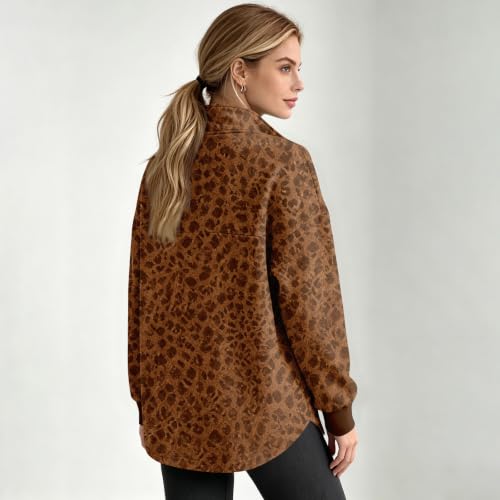 3/4 Zip Pullover Womens Leopard Print Mockneck Fleece Oversized Sweatshirt - image 7