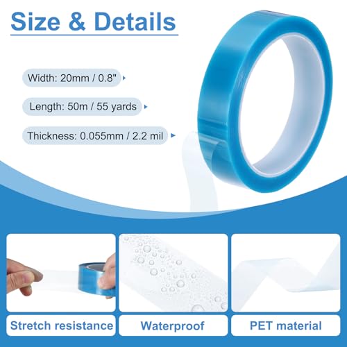 Image of PATIKIL 20mm x 50m Refrigerator Tape PET Fridge Non-Residual Adhesive Tape for Fixing Drawer Refrigerator Air Conditioner Printer Sky Blue