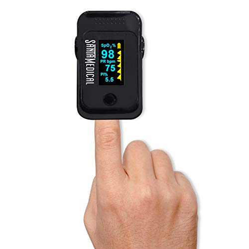 Santamedical Dual Color OLED Pulse Oximeter Fingertip, Blood Oxygen Saturation Monitor (SpO2) with Case, Batteries and Lanyard - Thumbnail 6