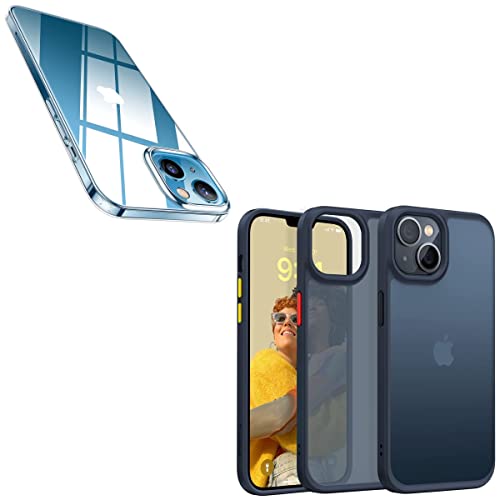 TORRAS Crystal Clear & Shockproof Designed for iPhone 13 Mini Case, Clear & Matte Black