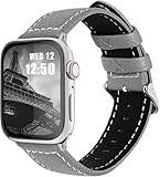 Apple Watch バンド アップルウォッチバンド Compatible with 42mm 41mm 40mm 38mm apple watch series11 10 9 8 7 6 5 4 3 2 1 SE SE2 SE3 バンド 本革レザー ベルト 交換バンド(グレー 42mm(S11/10) 41mm 40mm 38mm)
