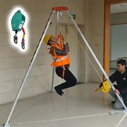 Trípode de Rescate de Emergencia para Espacios reducidos: Sistema de protección contra caídas con cabrestante de 20/30 m, polea portátil y Equipo de elevación para pozos