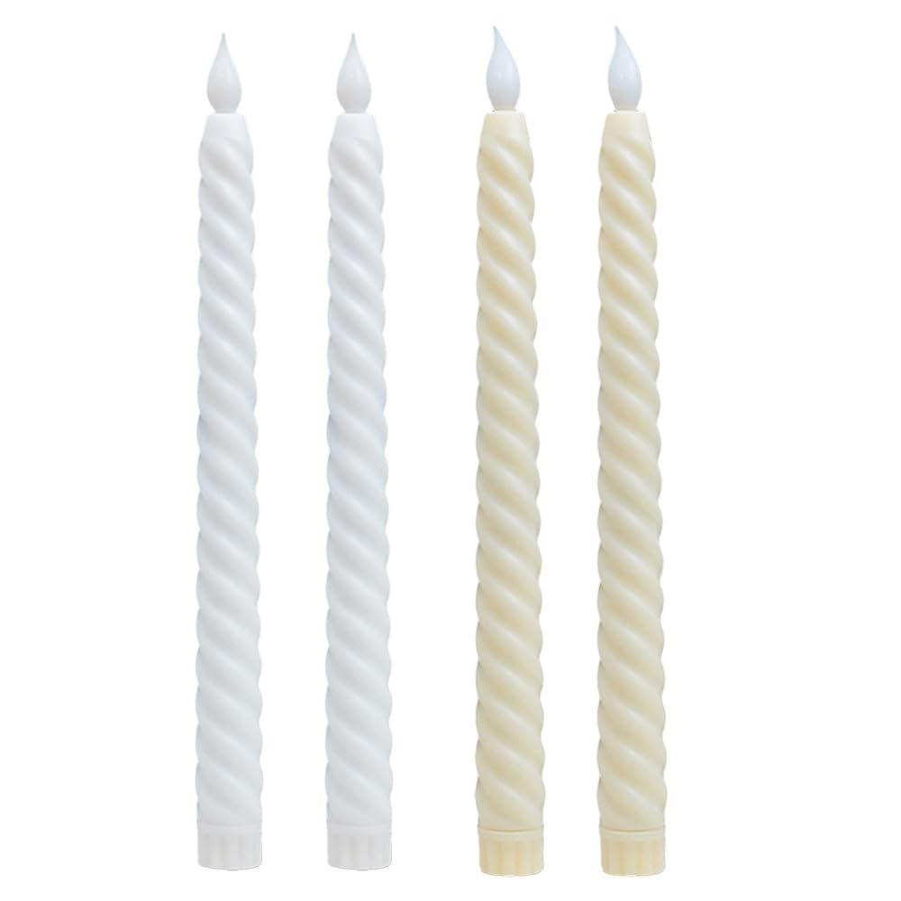 Candele Led Candele a LED Luci decorative di Natale Lampada lunghe Candelieri senza fiamma con stoppino(6 pcs,White)