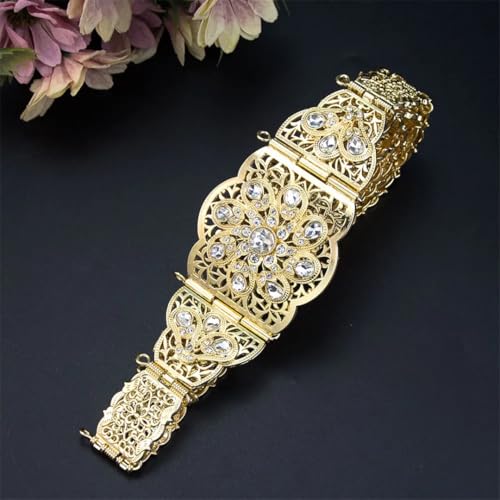 Wvapzxx Moroccan Caftan Belt Arabic Women Dress Waist Chain Gold Color Crystal Metal Waistband Algeria Bride Wedding Jewelry2