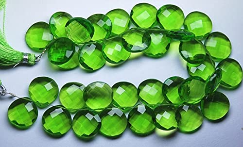 Quartz vert péridot briolette cœur facetté 14mm LKBEADS pour fabrication bijoux et perles
