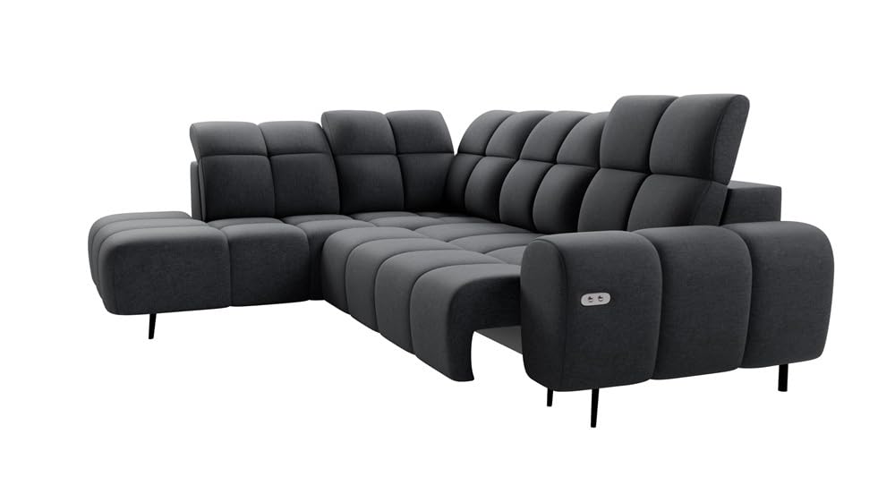 Ecksofa Sergio L - Wohnlandschaft, Polstersofa, Polstercouch (Linke Seite - Grau: Raven 06)