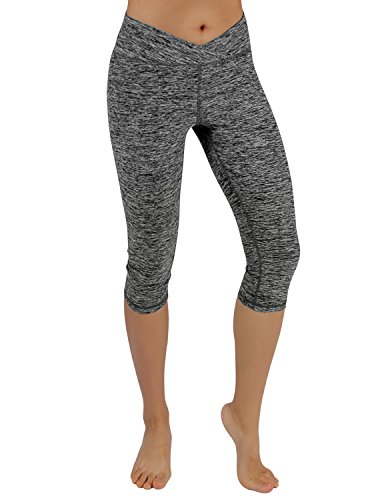 ODODOS Women's Mid Waisted Tummy Control Yoga Capris, 4 Way Stretch 19" Inseam
