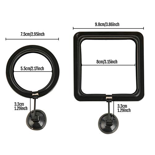 ZRDR Fish Feeding Ring, 2 Pack Black Aquarium Floating Food Feeder Circle Small Round and Square with Flexible Lever… - Image 3