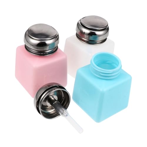 NUOBESTY 3個 プッシュダウン式アルコールディスペンサーボトル ネイルリムーバー用液体プレスボトル 漏れ防止設計 コッパッド浸透簡単 化粧
