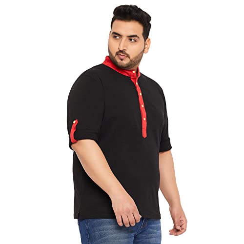 Image of Bigbanana Plus Size Men's Regular Fit Solid Henley Tshirt