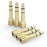 Cubilux 6.35mm to 3.5mm Audio Adapter, Gold Plated 1/4” Male to 1/8” Female TRS Stereo AUX Connector Converter for Guitar Keyboard Digital Piano Studio Monitor Amplifier Mixer Splitter, 6-Pack