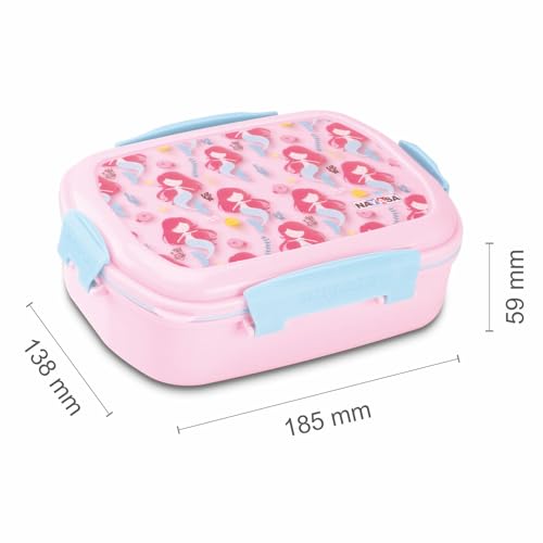 Image of Nayasa On The Go DLX Small Lunch Box, Leakproof, Durable - Perfect for School Kids,Pink