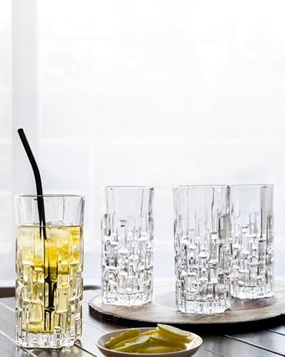 Image of Premium Crystal Water Glass Set of 6 - Highball Drinking Glasses Set for Home - Glass Set for Water Juice Shakes Mojito Cocktail Colddrinks (Addocx)