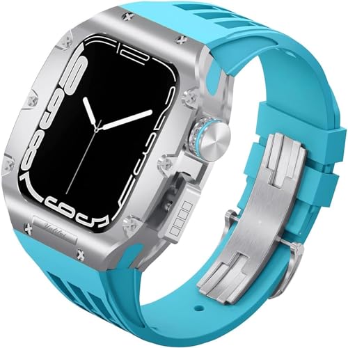 Kit de modificación de titanio para Apple Watch de 44 y 45 mm con correa de caucho fluorado