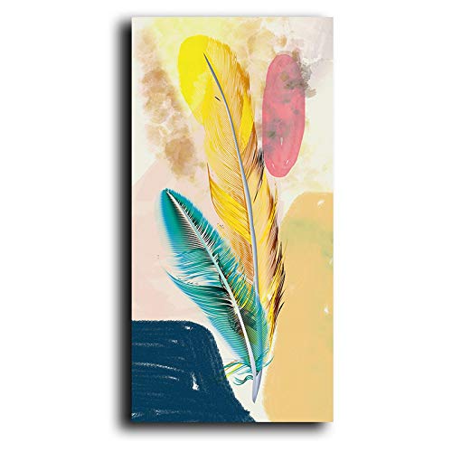 Affiche scandinave plumes colorées pour sublimer le décor du salon