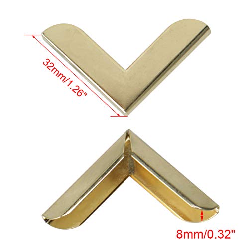Image of uxcell 8pcs Box Corner Protectors Vintage Brass Tone Guard Edge Cover Scrapbook Album Jewelry Box Corner Decor