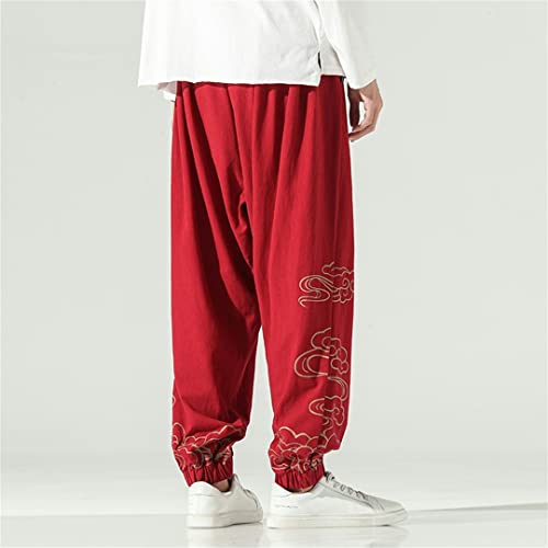 Men Cotton Linen Cross-Pants Mens Baggy Print Harem Pants Trousers Streetwear Wide Legs Pants4