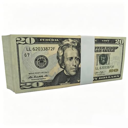 Glemall 100 Pcs 20-Value Play Money Bills for Kids Classroom Play Money for Teacher Rewards Arithmetic Drills Role-Play and Tabletop Game Supplies Simulation Currency Only (100 20-Value Bills)