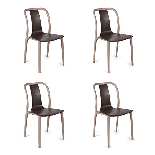 Image of Cello Cheer Chair (Brown and Grey, Set of 6) | Strong and Durable | Easy to Clean | Chair for Living Room, Bed Room, Kitchen, Office Room, Outdoor | 3 Years Warranty
