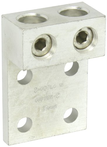 NSI 2-600L4 Dual Rated Transformer Lug, 600 MCM - 2 AWG Wire Range, 0.563" Mouting Hole, 3/8" Hex Size, 2.41" Width, 1.63" Height, 4.5" Length